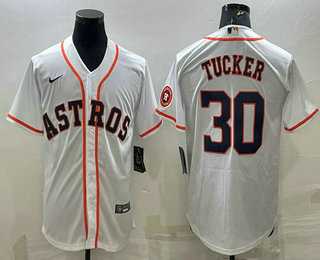 Mens Houston Astros #30 Kyle Tucker White With Patch Stitched MLB Cool Base Nike Jersey